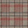 Vloerkleed met klassiek rood-beige ruitpatroon en textuur, perfect voor gezellige interieurs.