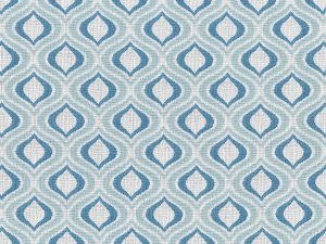 Vloerkleed met geometrisch patroon in blauw en wit. Elegant patroon voor interieurdecoratie in blauw en wit.