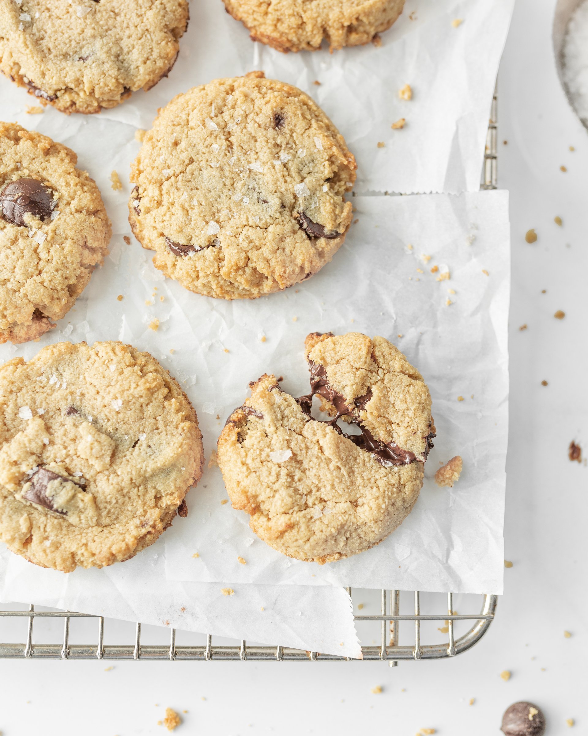 Almond Flour Tahini Chocolate Chip Cookies (top down)