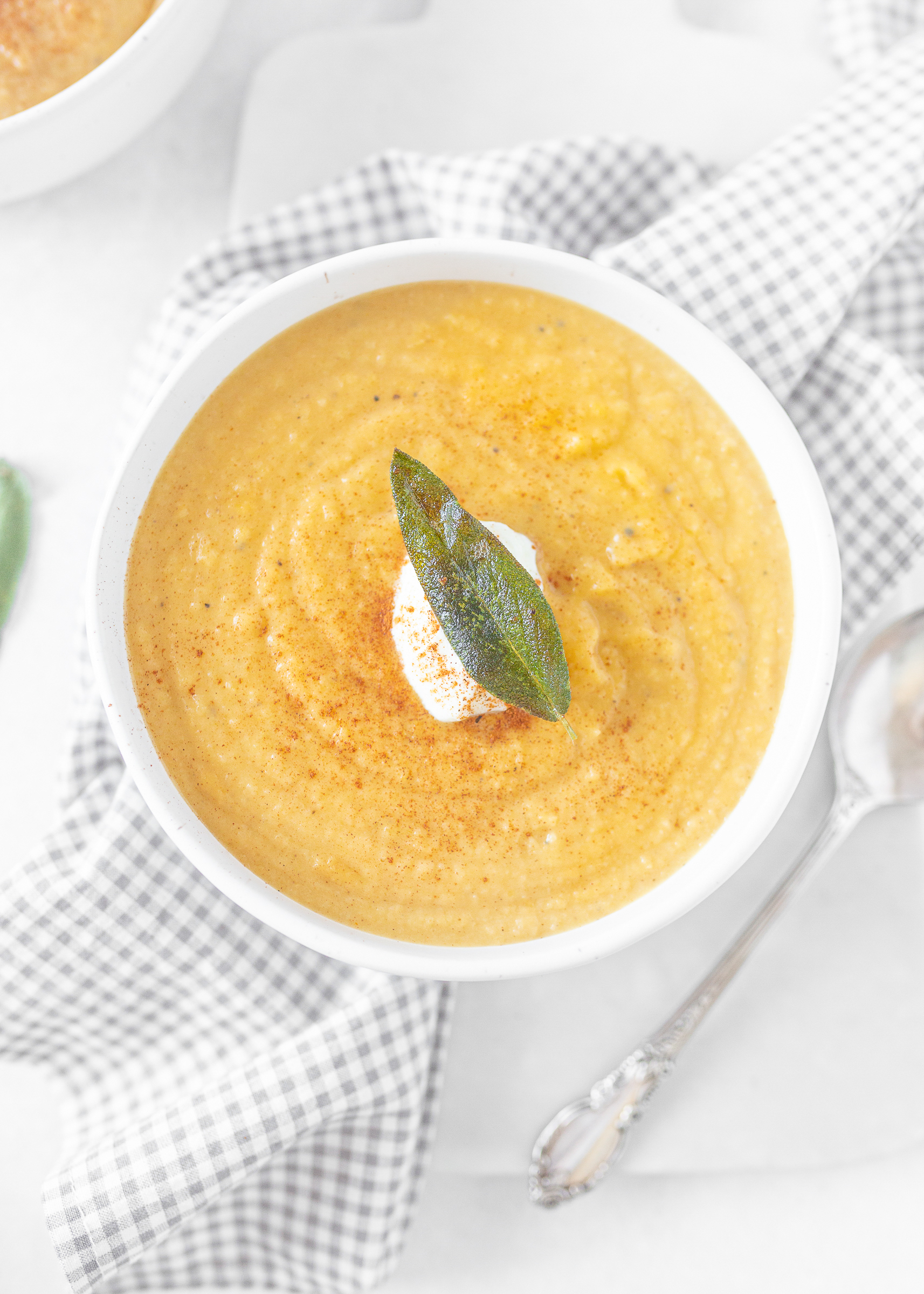 Roasted Butternut Squash and Apple Soup (top down)
