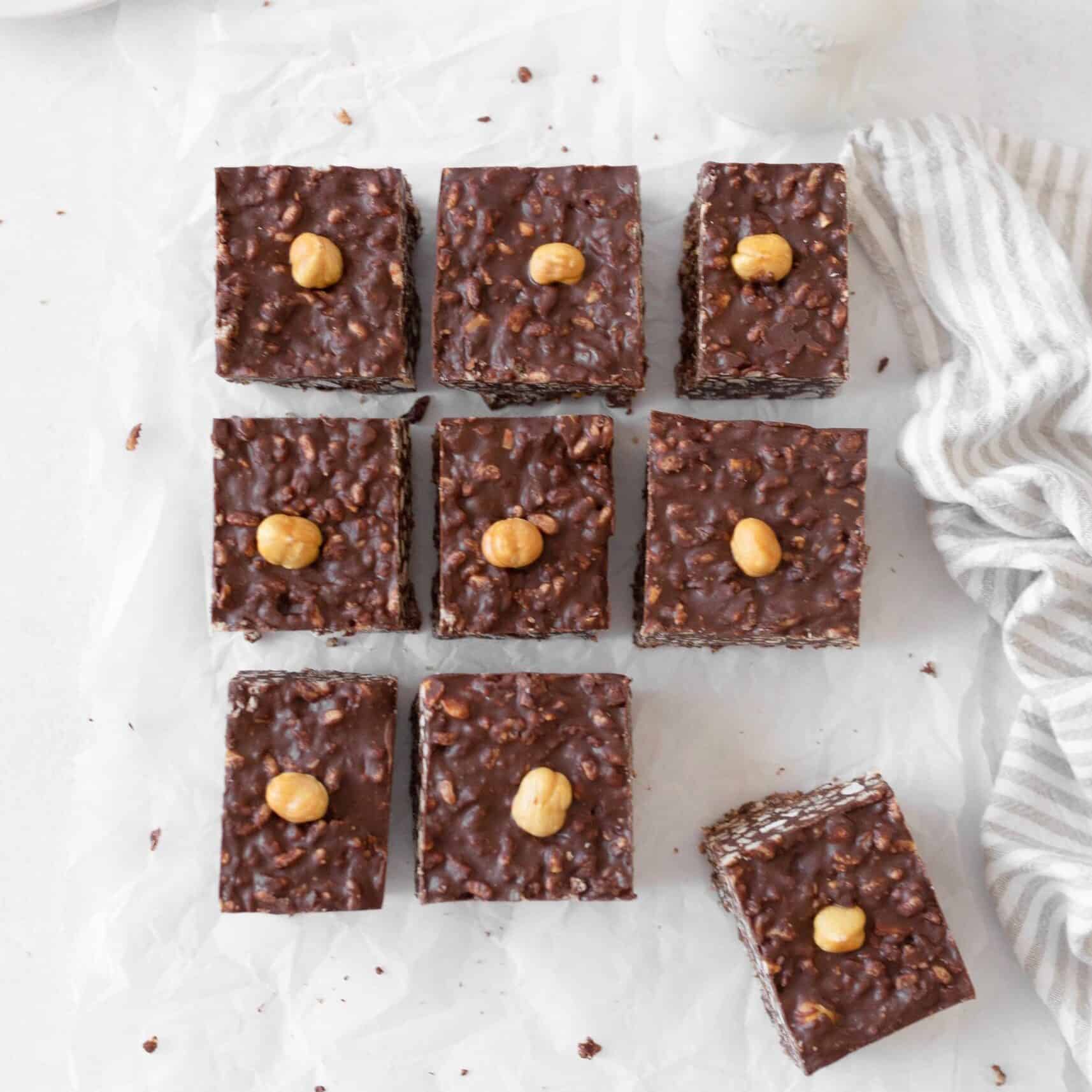 Chocolate Hazelnut Crunch Bars (top down)