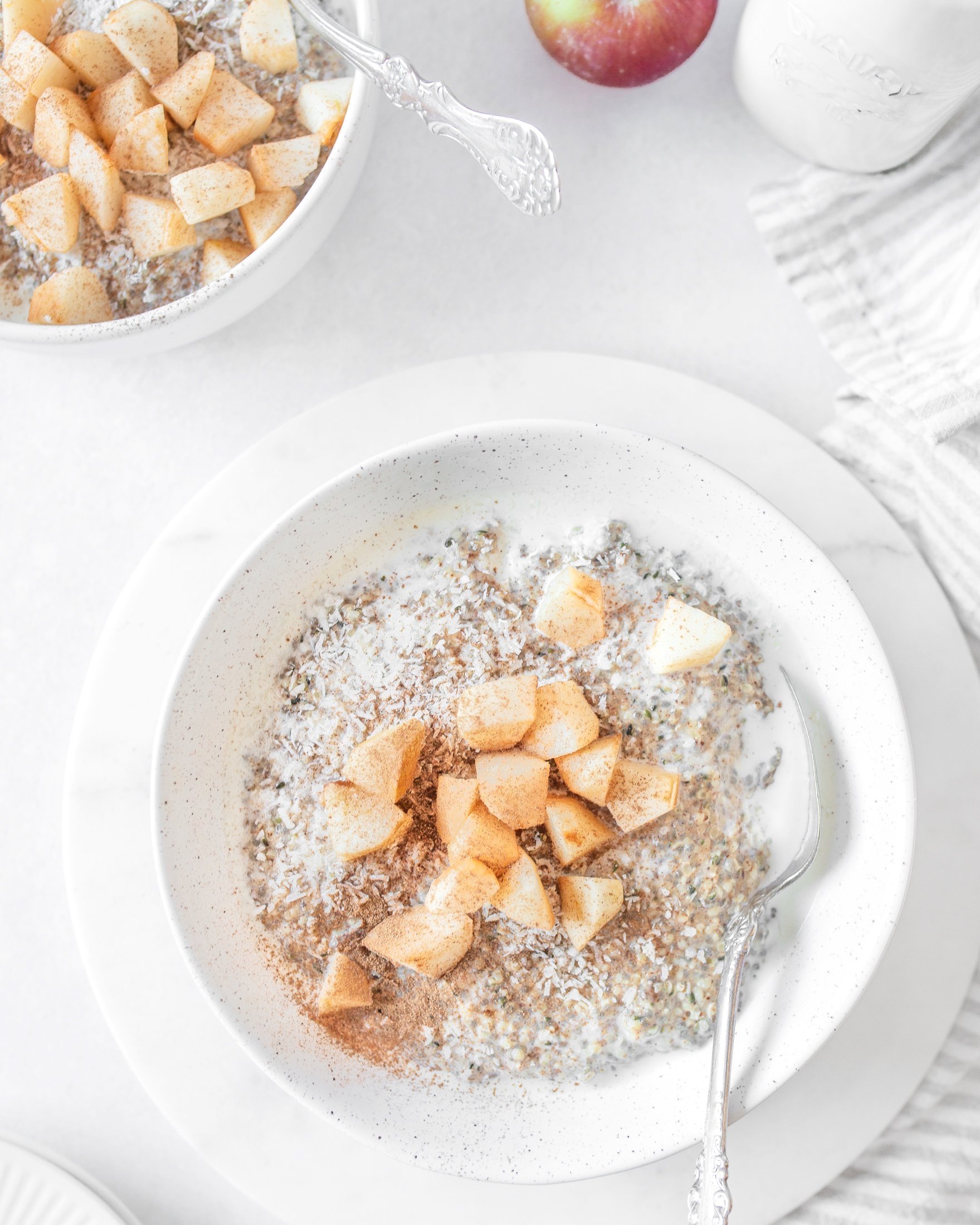 Low Carb Apple Cinnamon Seed Oatmeal (top down)