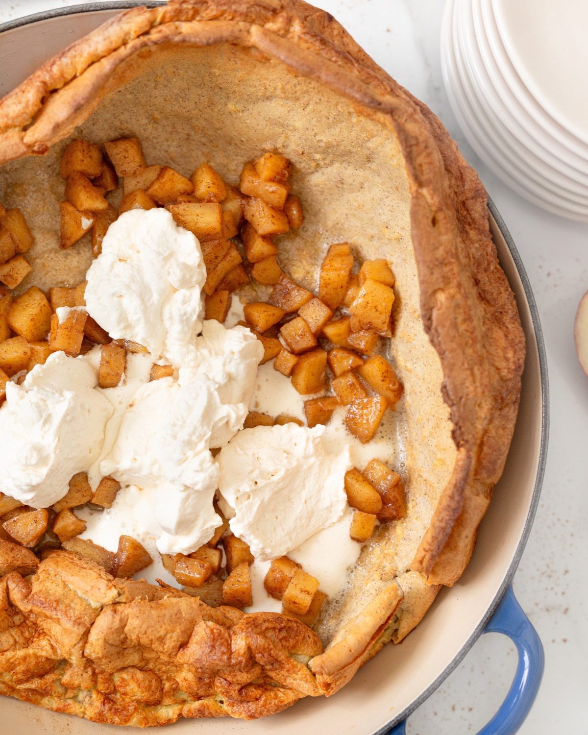 Gluten-free Apple Cinnamon Dutch Baby (top down, close-up)