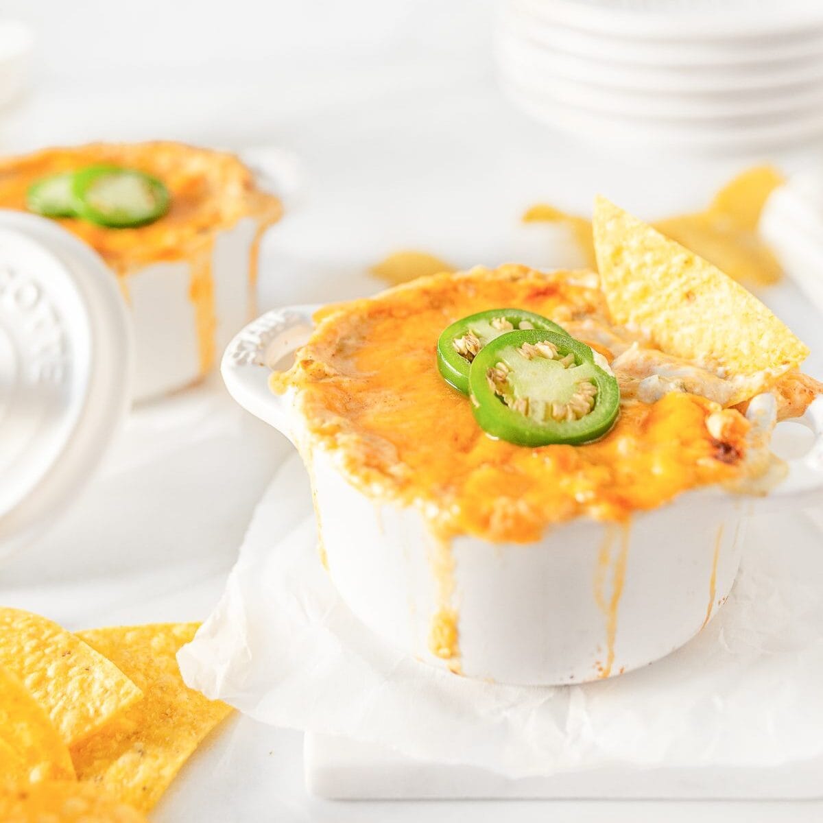 Charred Jalapeño Popper Dip in ramekins.