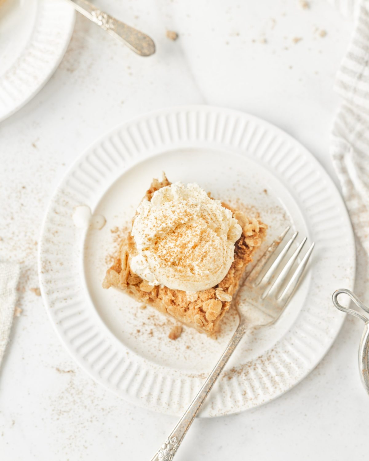Gluten Free Apple Crumble Bars plated (top down)