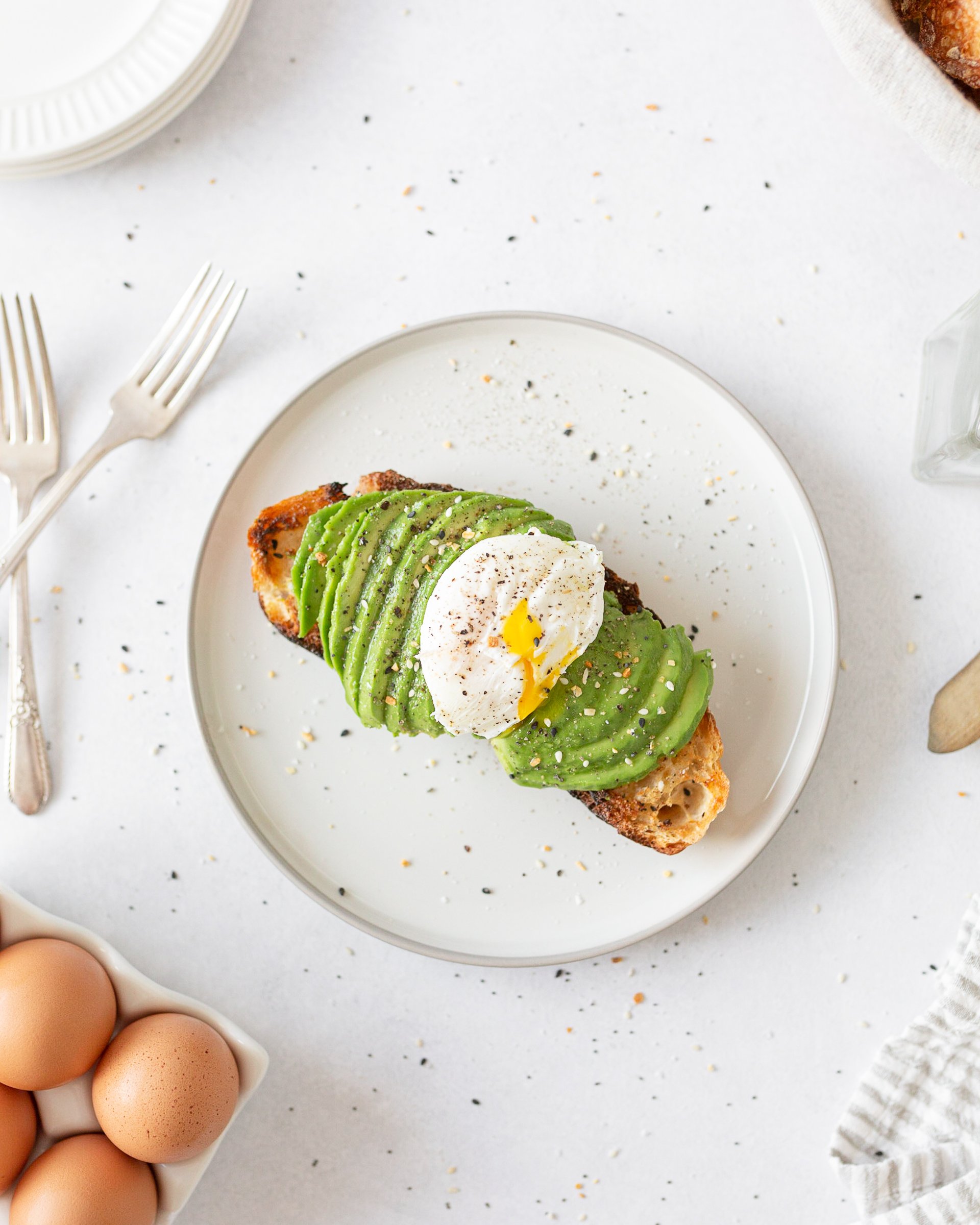 Classic Avocado Toast for One (top down)