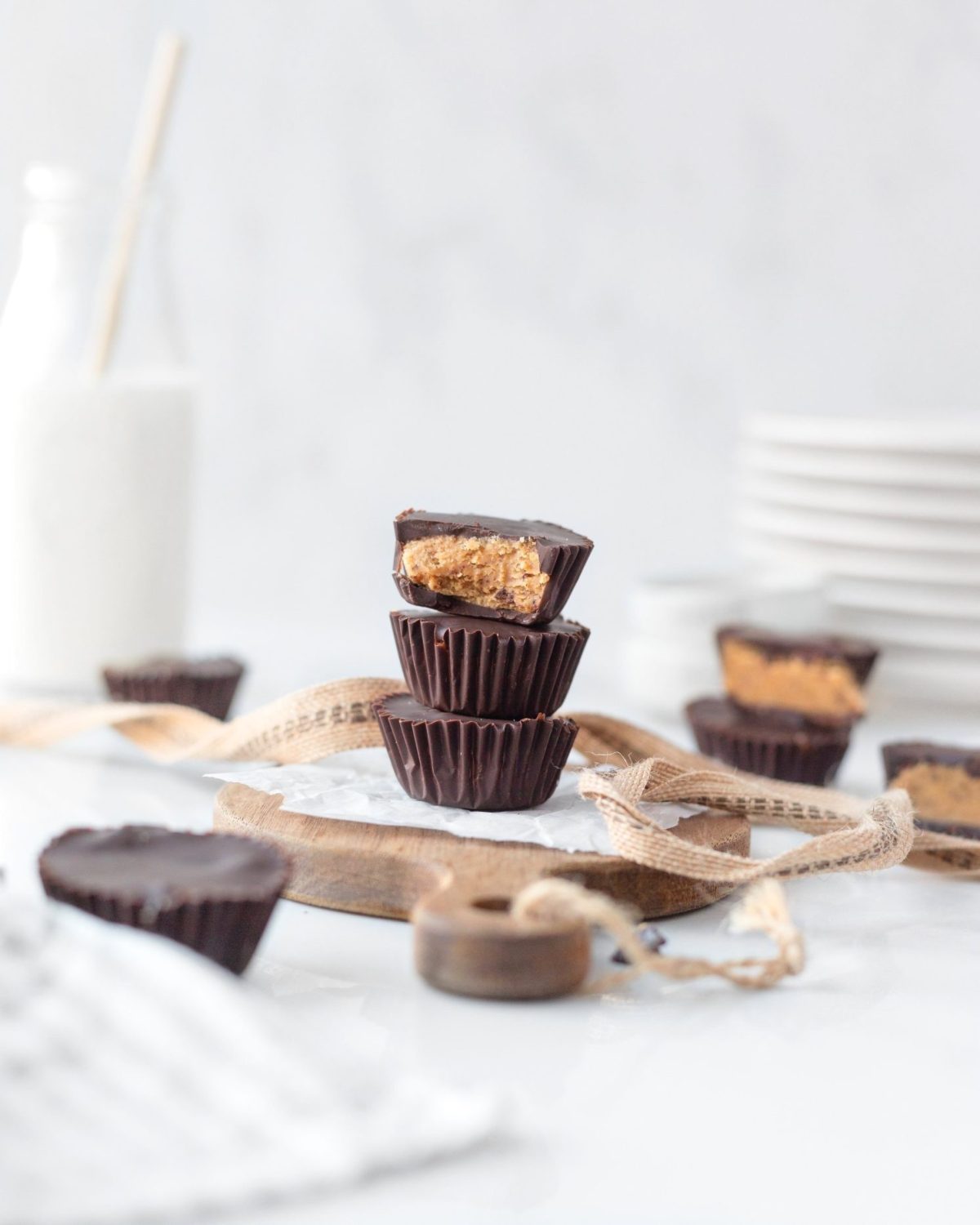 Chocolate Cookie Butter Cups stacked (straight on)