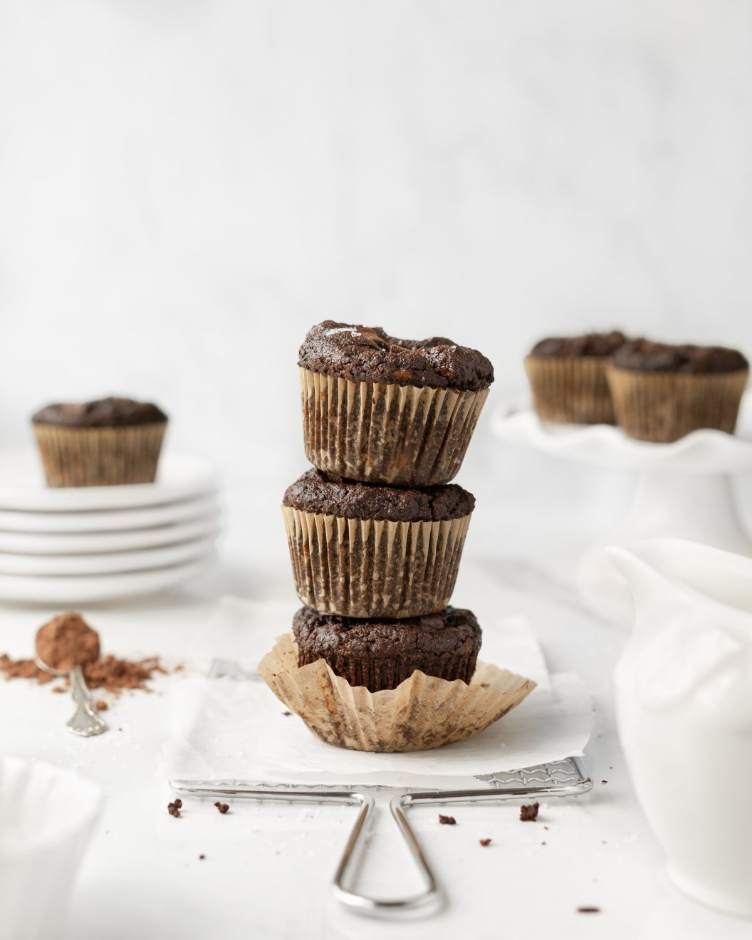 Triple Chocolate GF Banana Protein Muffins (straight on)