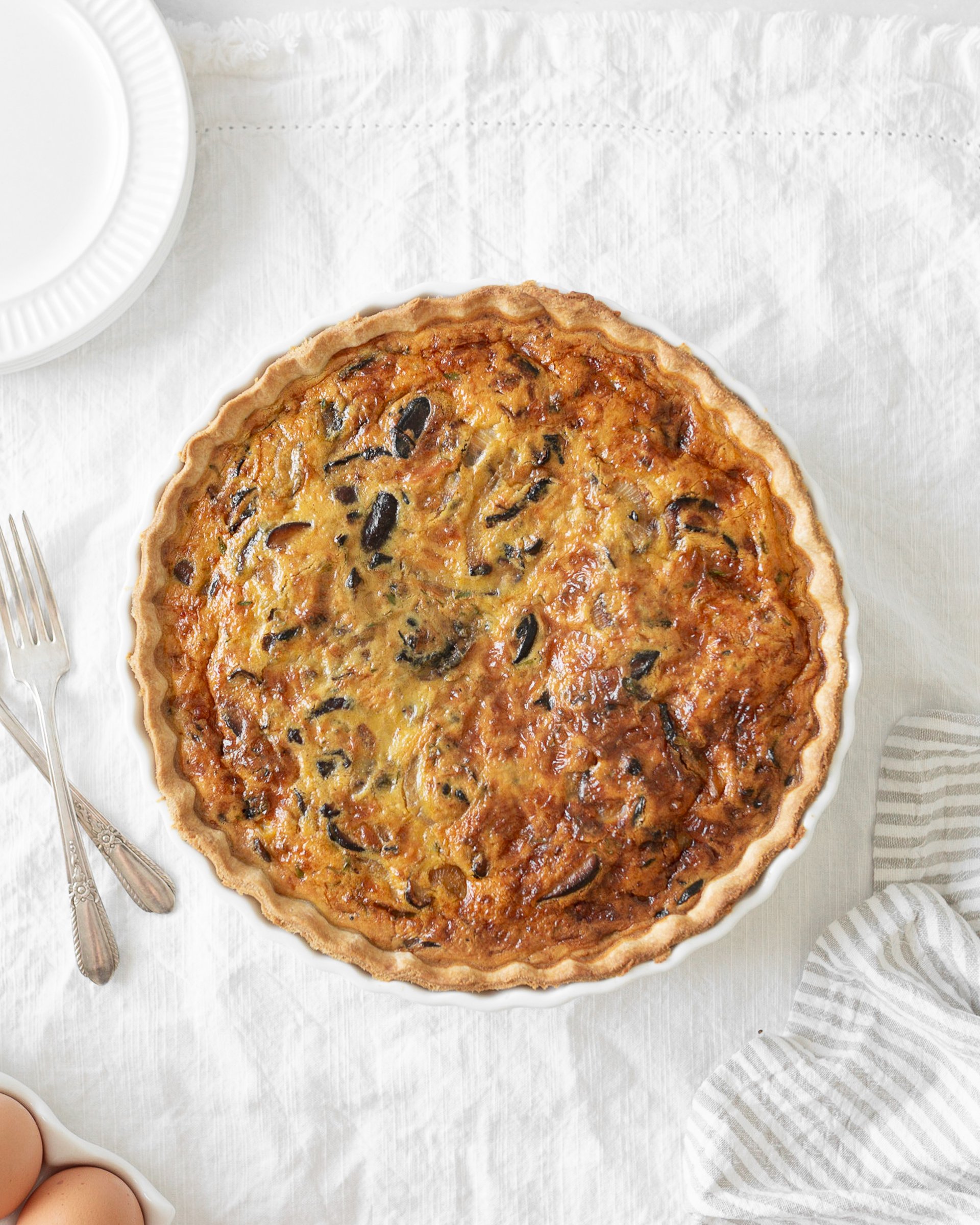 Caramelized Onion and Mushroom Quiche (top down)