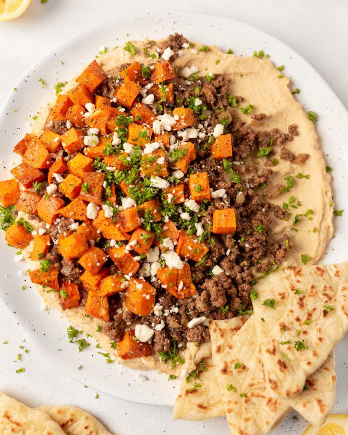 Spiced Beef and Butter Bean Hummus Dip (top down)