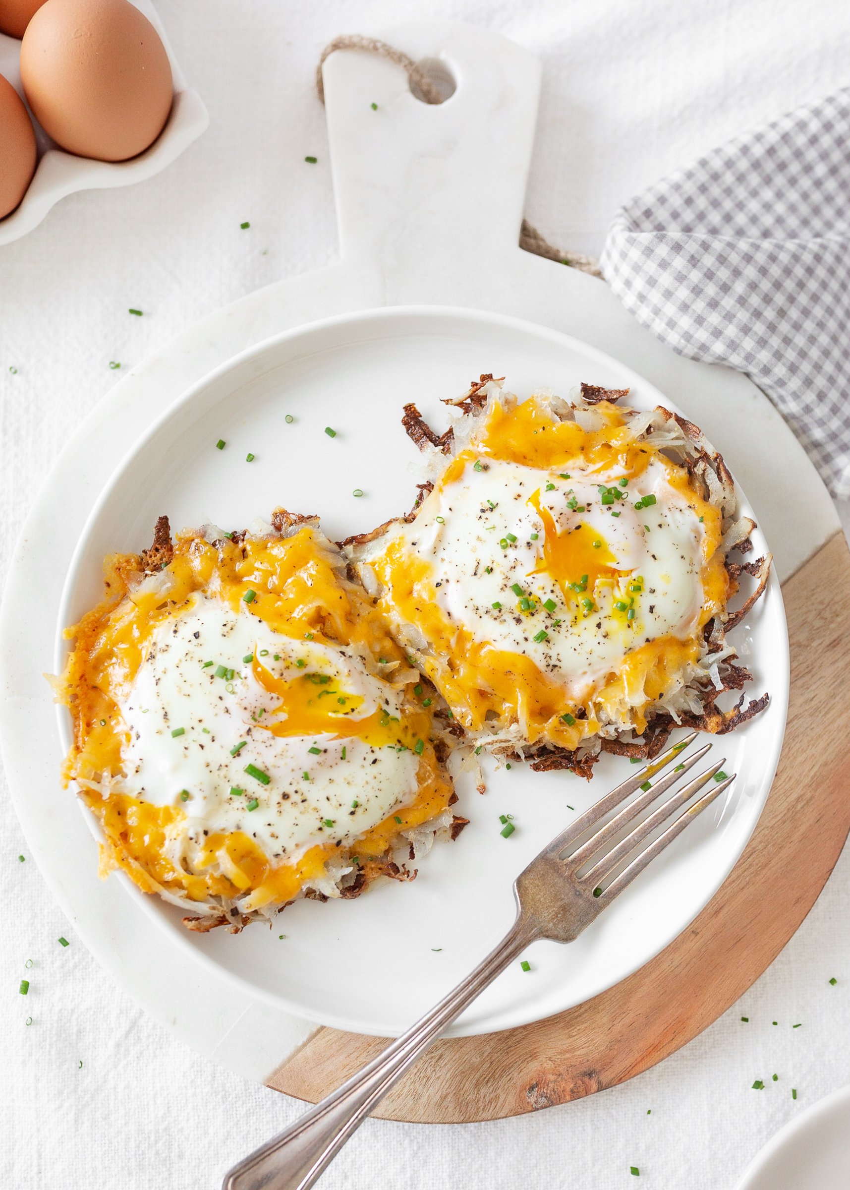 Fried Egg and Potato Nests (top down)