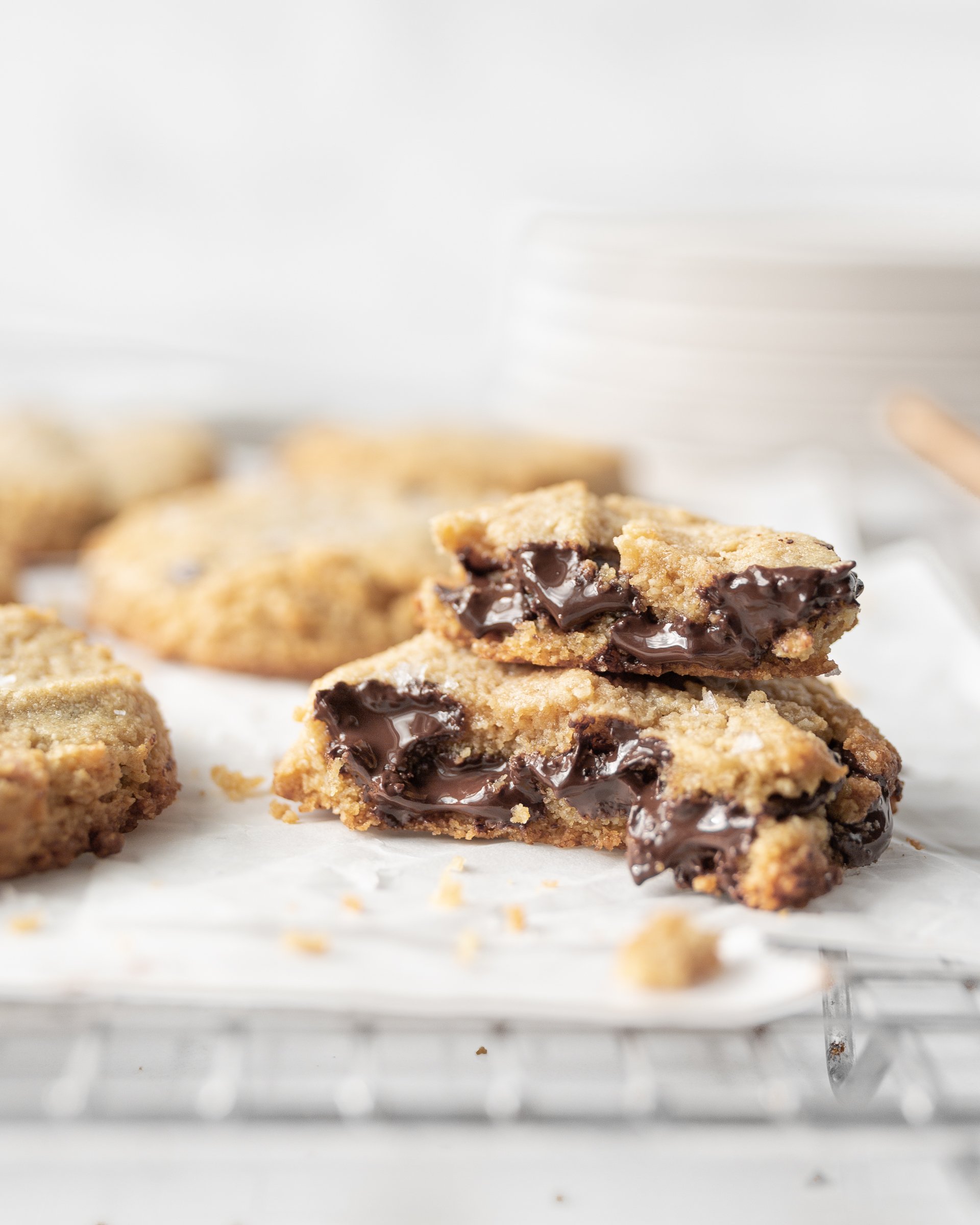 Almond Flour Tahini Chocolate Chip Cookies (straight on)