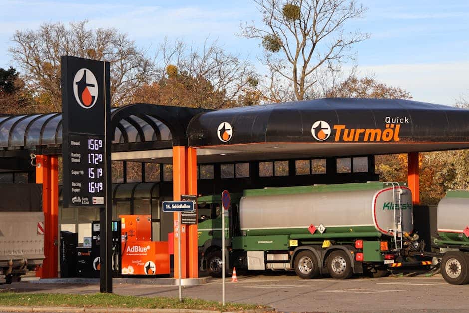 Og dieselpriser ved Turmöl tankstation med tankvogn i Danmark.