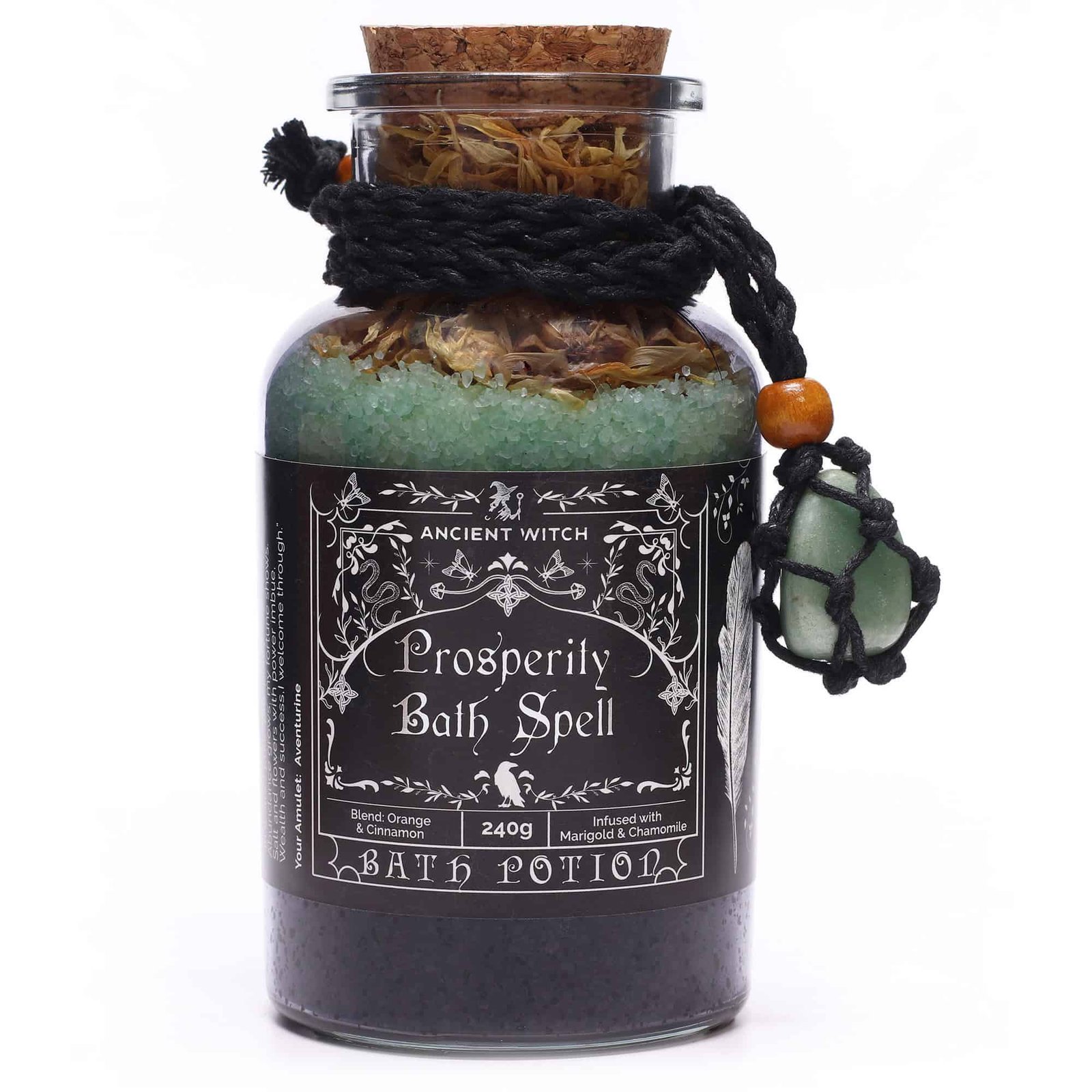 Sweet herb and flower blend bath spell jar with bath salts, dried flowers, and a charm, inspired by witchcraft, perfect for relaxation, self-care, and a mystical gift.