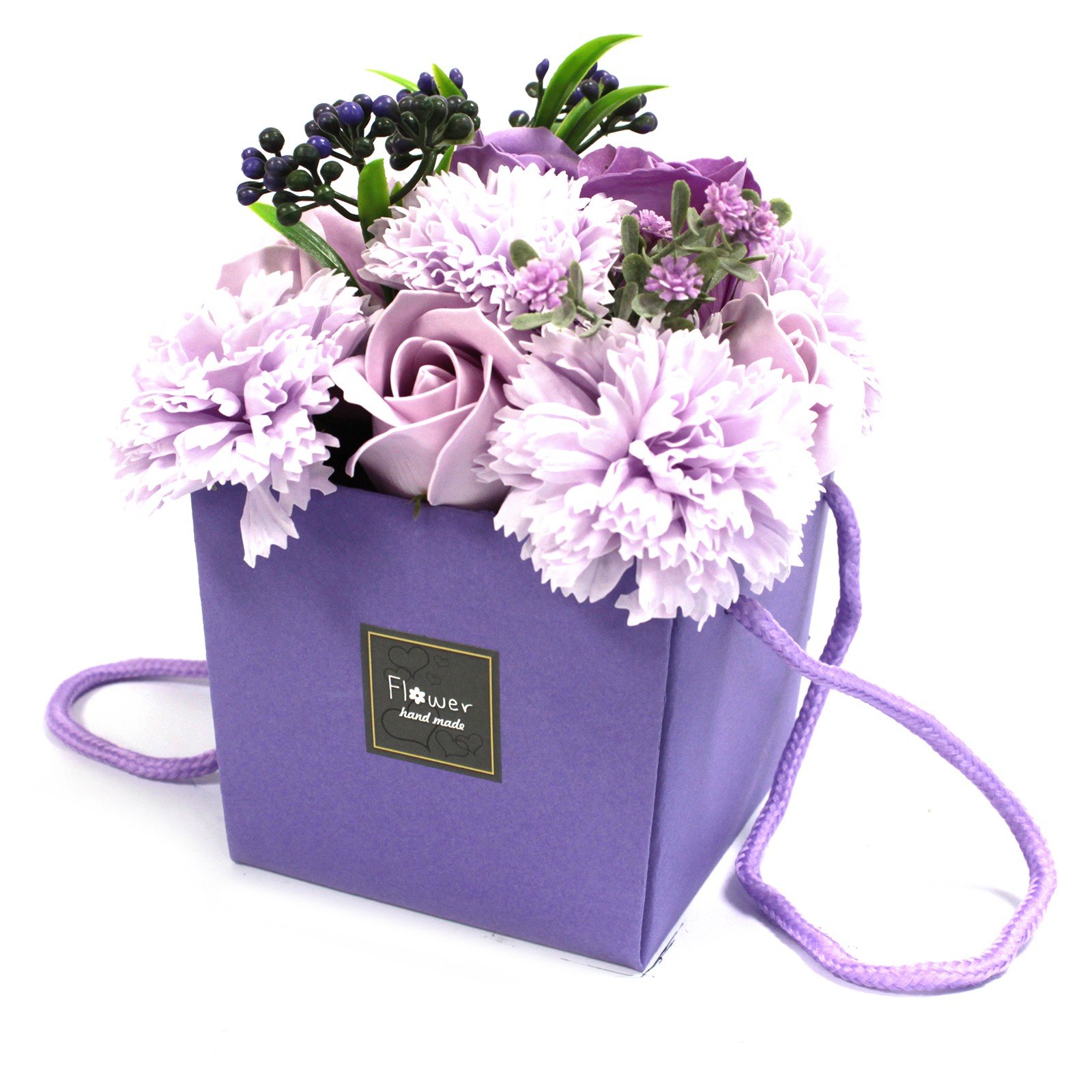Lavender Roses & Carnations Gift Bag soap flowers