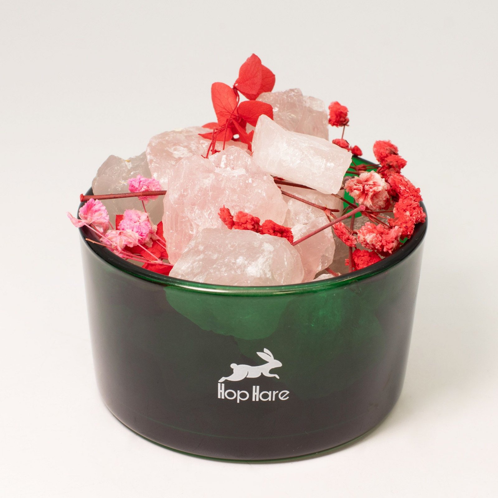 The Lovers Rose Quartz crystal diffuser with dried flowers