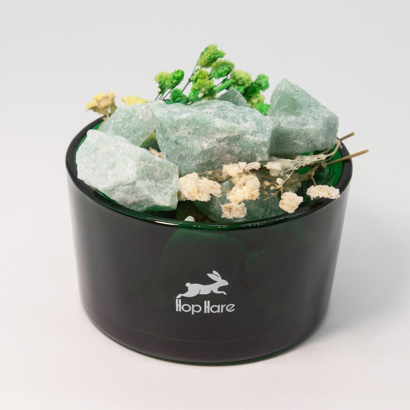 The Magician Green Aventurine crystal diffuser with dried flowers