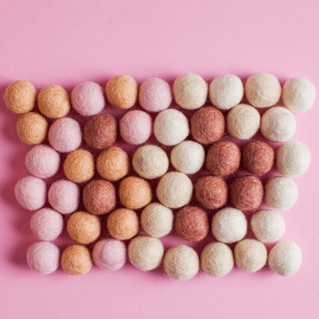 felt balls to be used for a Halloween craft