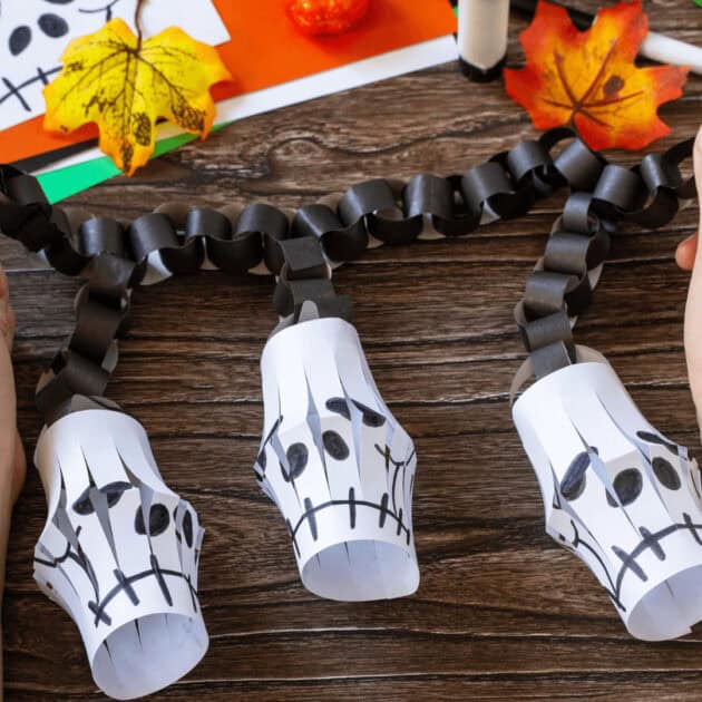 paper Halloween garland made by a kid