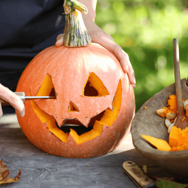 A Jack-O'Lantern being carved