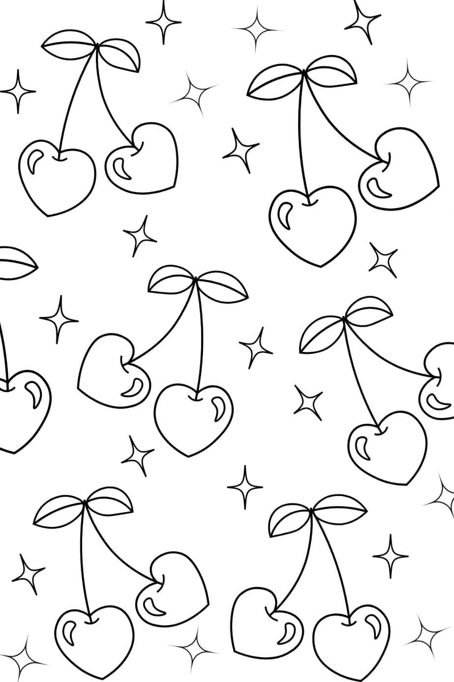 cherry heart coloring sheet