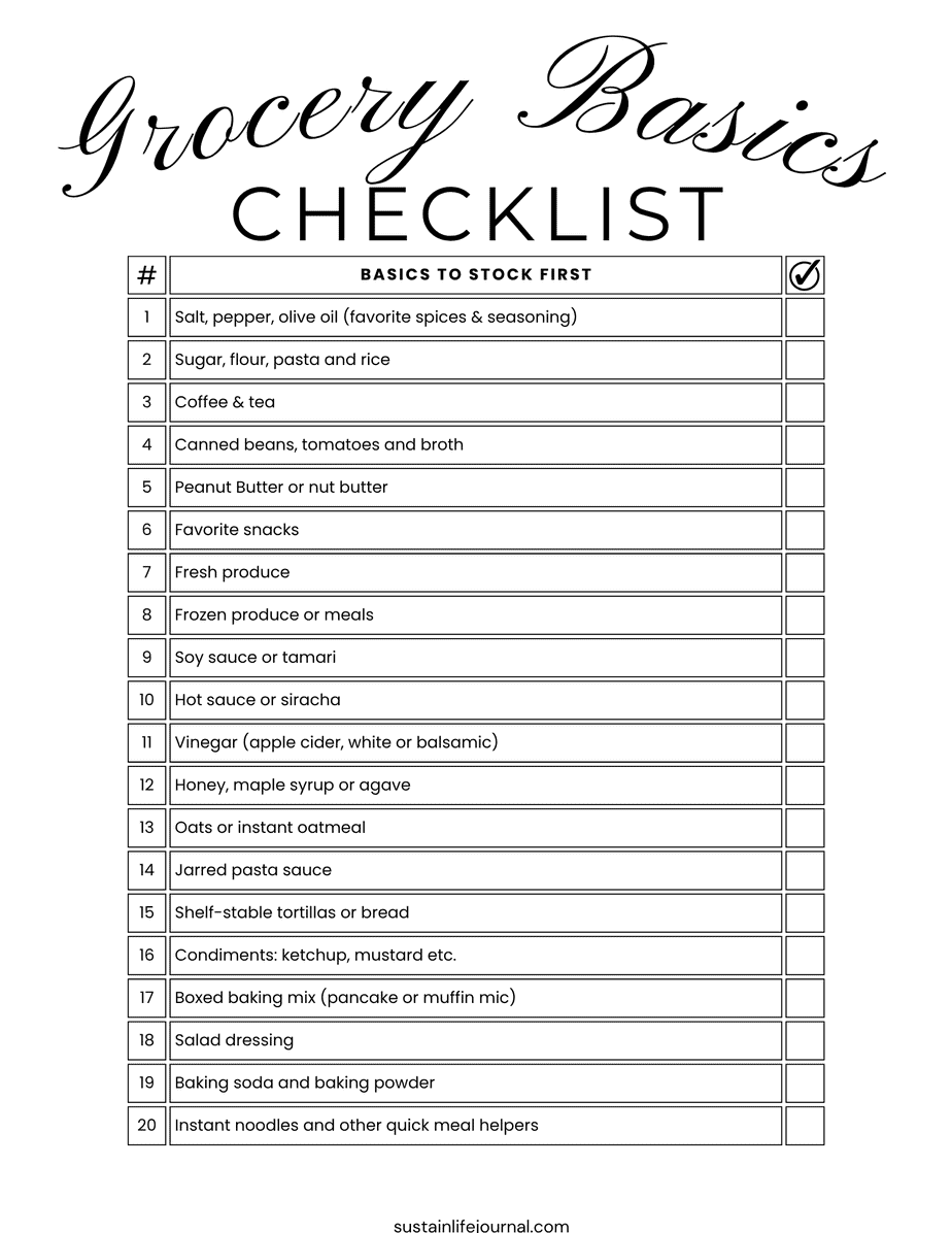 new apartment grocery shopping list