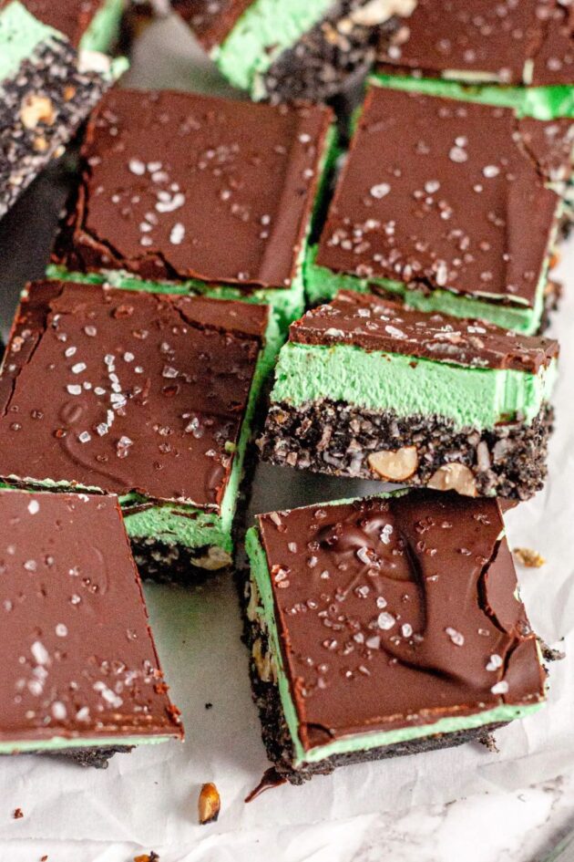 vegan and gluten free chocolate and mint bars