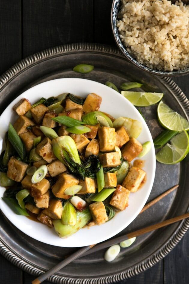 spicy tofu and bok choy