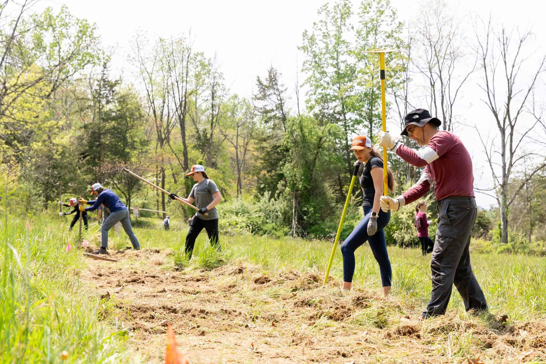 Volunteers building trail at a Western Slope Dig Day
