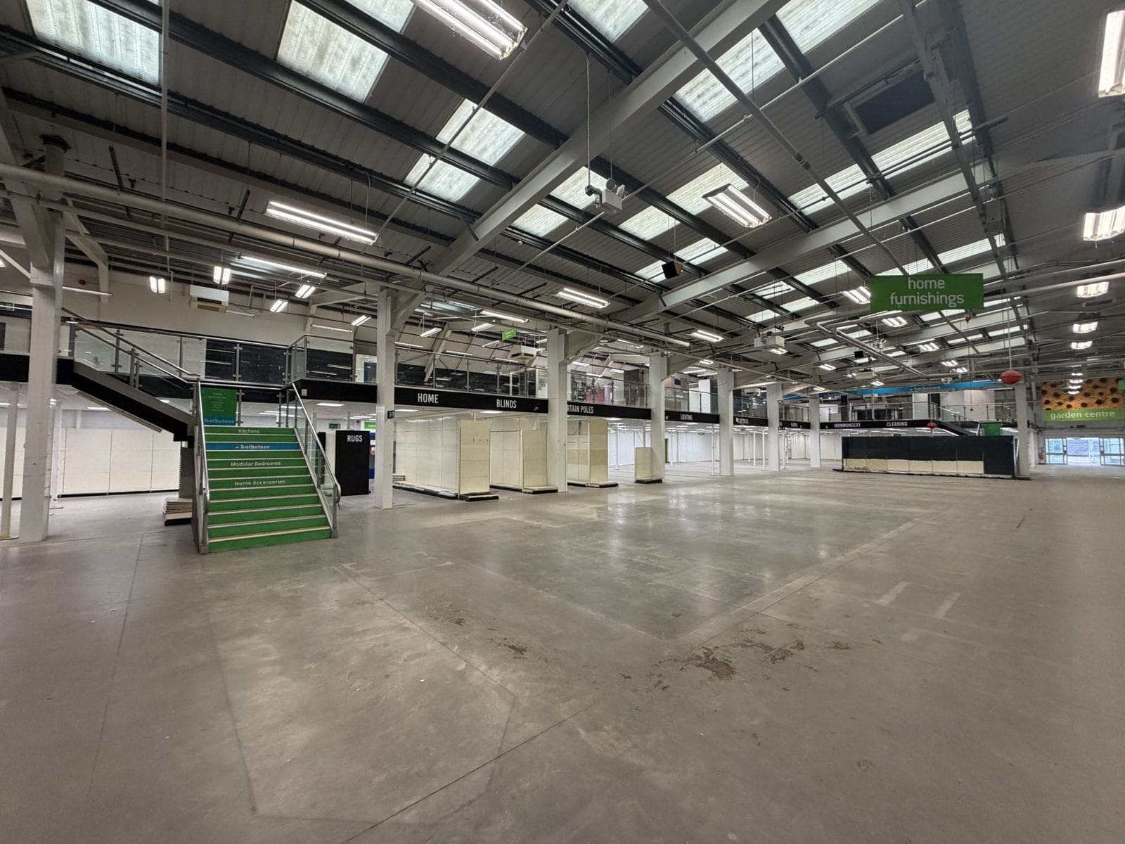 Former Homebase sales floor in Upton, Wirral, before the retail fit-out