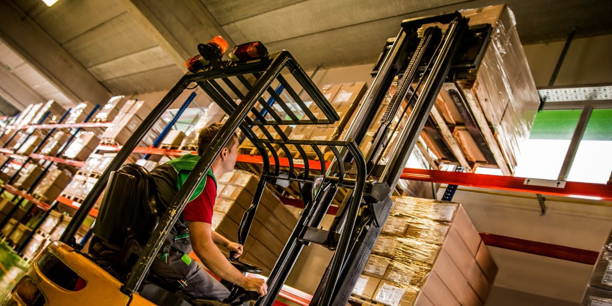 forklift driver with a load