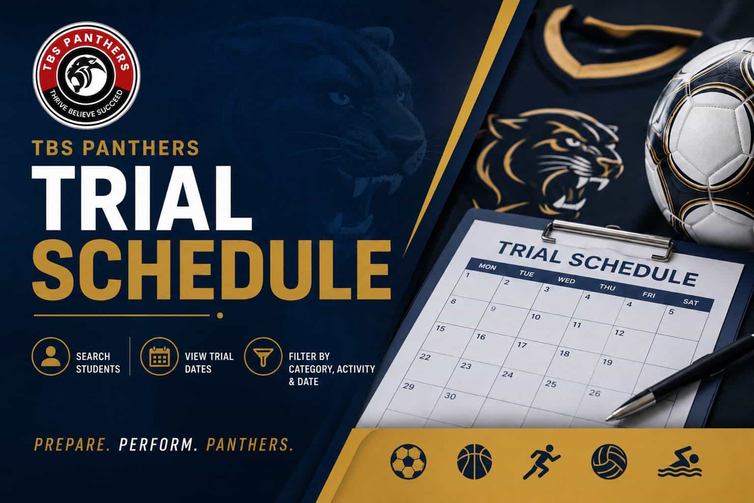 Student List for Panthers Team Trial 2026-27