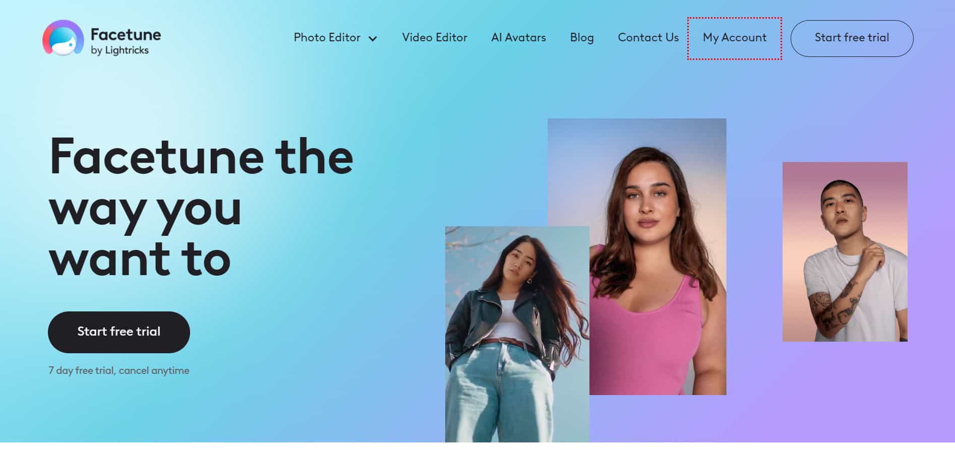 Professional face editing software interface with models, modern design, and vibrant background for photoshop editing.