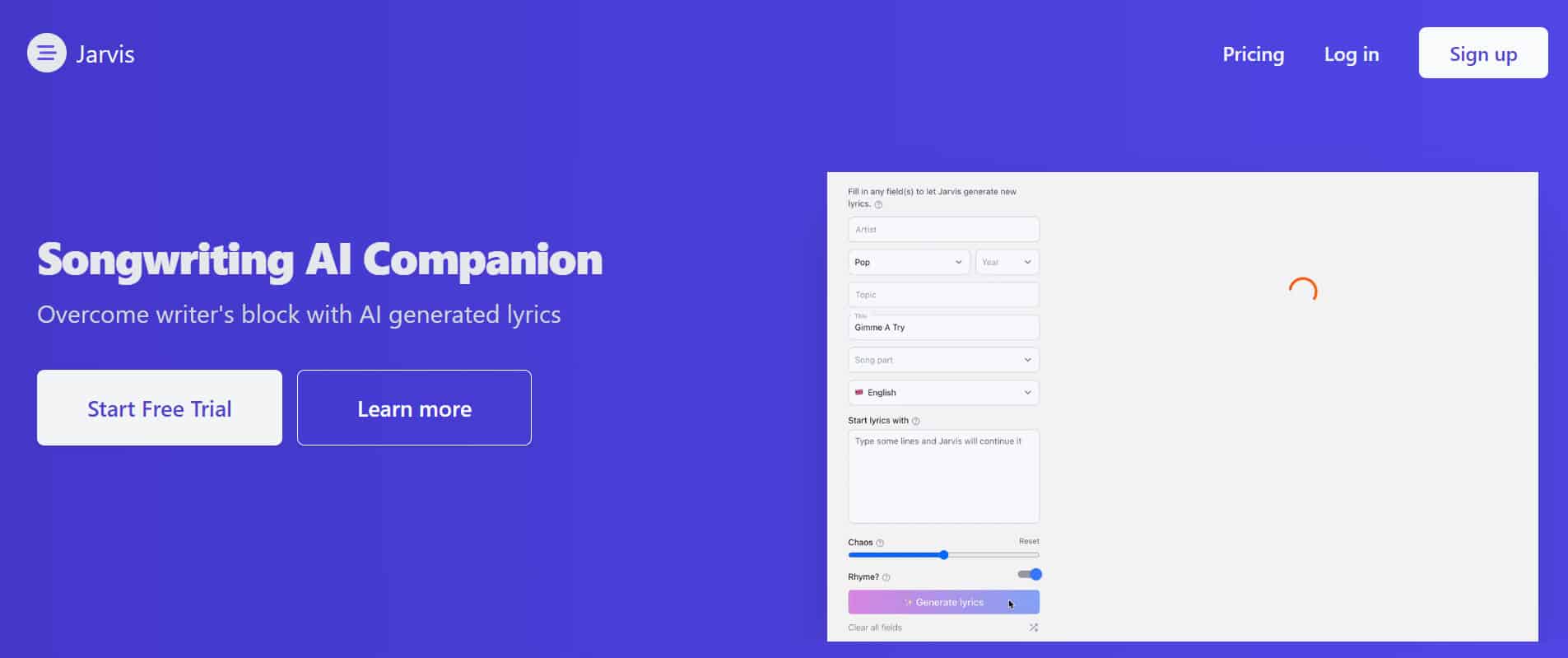 Jarvis-AI-lyrics-generator