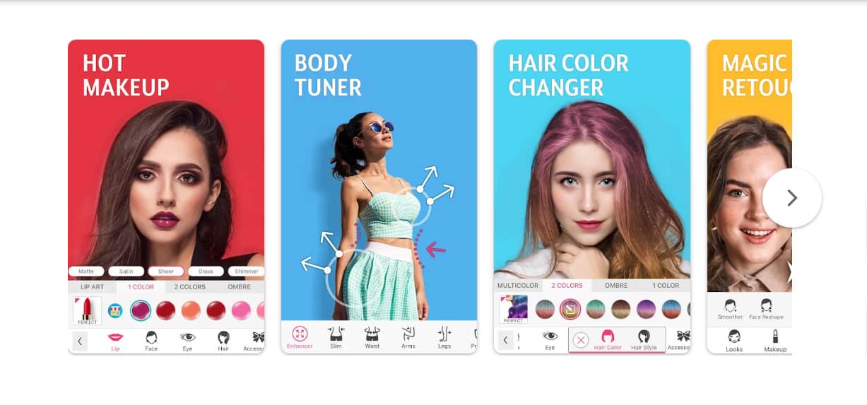 AI image content shows a mobile app interface for beauty and styling.