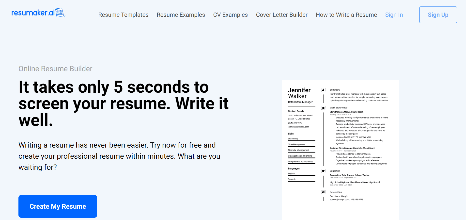 Professional online resume template for job applications and career growth.