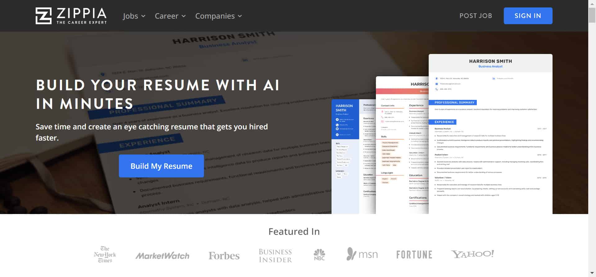 zippia resume builder