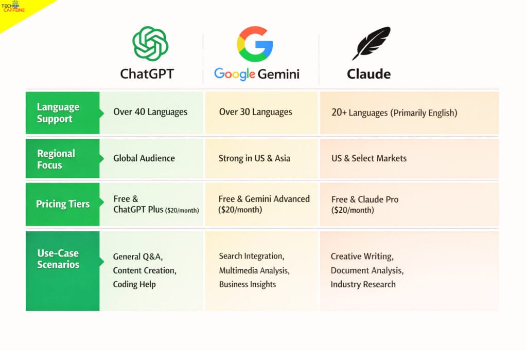 AI technology comparison chart featuring Sarvam AI, ChatGPT, and Google Gemini.