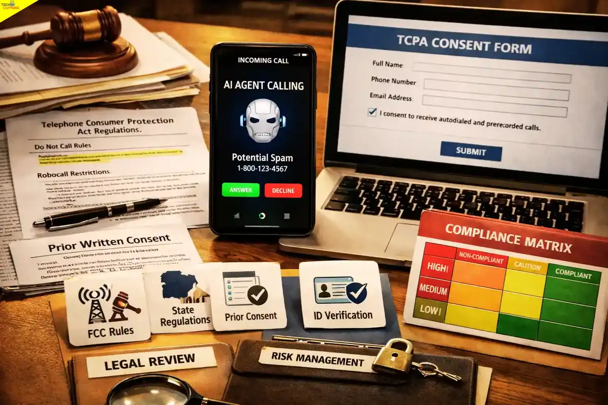 AI agent outbound calling compliance with TCPA consent form, FCC rules and compliance matrix