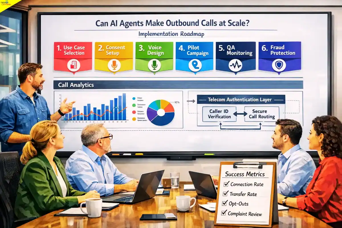 AI agents outbound calls at scale implementation roadmap with call analytics and success metrics
