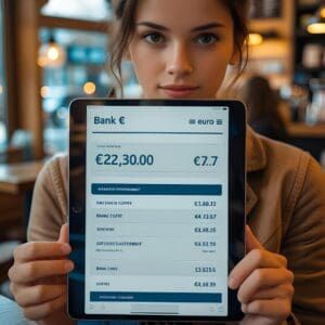 Bank statement showing funds in euros for Spain student visa 2025