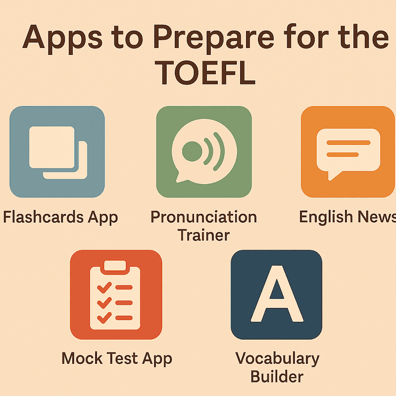 Selección de aplicaciones móviles para preparar el TOEFL Quizlet, BBC, ELSA, Magoosh, TestGlider