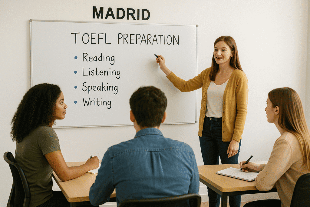 Clase de preparación TOEFL presencial con grupos reducidos en Madrid
