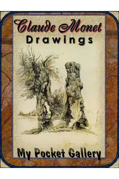 Book cover of Claude Monet Drawings by Daniel Coenn with sketches of trees.