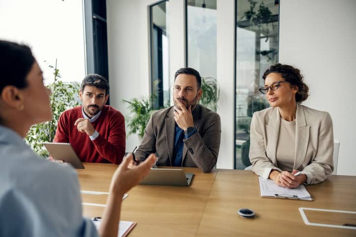 Internal candidate interviewing with a search committee during a nonprofit executive search