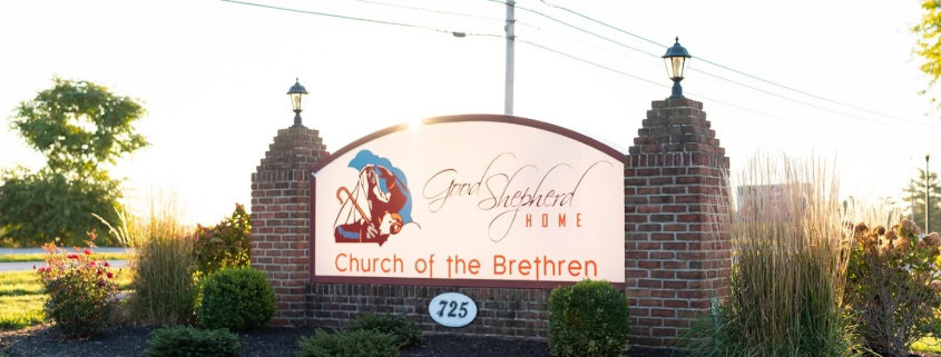 1. Church of the Brethren sign at Good Shepherd Home in Fostoria.