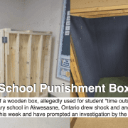 Wooden student timeout box educational discipline.