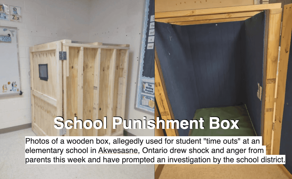 Wooden student timeout box educational discipline.