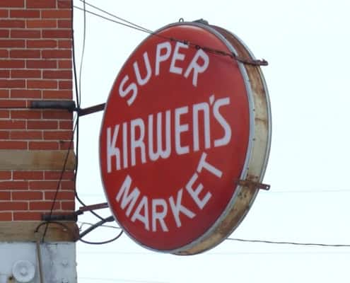 Super Kirweens Market vintage sign, historic local business, Fostoria Ohio.