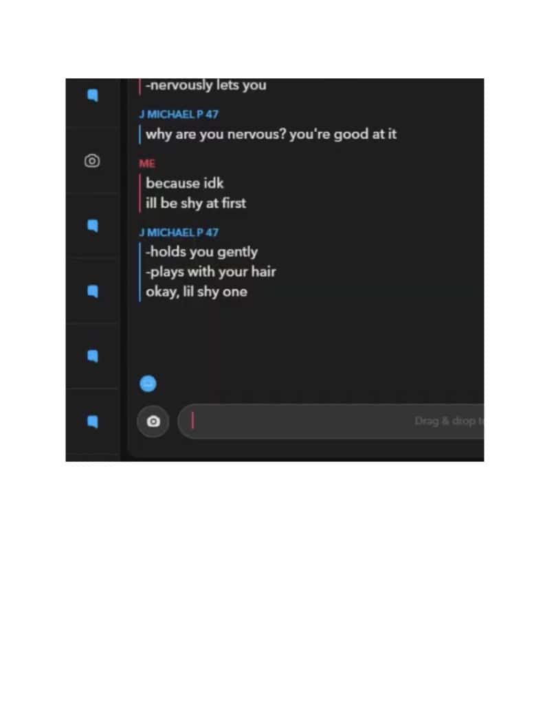A playful chat conversation on a digital device screen, featuring friendly dialogue about nervousnes.